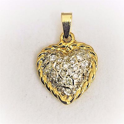 #ad LADIES 14K KARAT YELLOW GOLD and DIAMOND HEART SHAPED PENDANT 0.52TCW $374.99