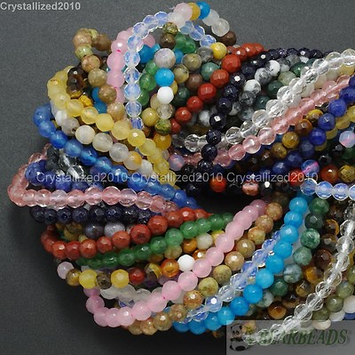 #ad Natural Gemstones 6mm Faceted Round Loose Beads Strand 15#x27;#x27; 16#x27;#x27; Pick Stone $7.83