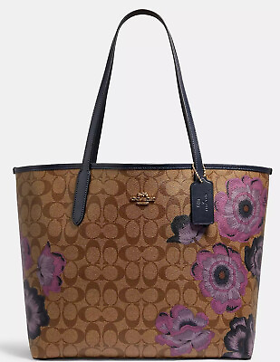 #ad New COACH City Tote Signature Canvas With Kaffe Fassett Floral Bag Handbag $248.00