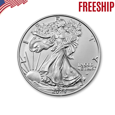 #ad 1 Oz American Silver Eagle Coin .999 Fine BU Gem Brilliant NEW 2024 FREEship $29.99
