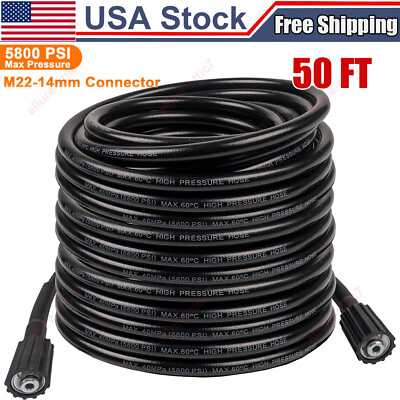 #ad High Pressure Washer Hose 15m 50ft 5800PSI M22 14mm Power Washer Extension Tube $22.89