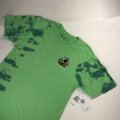 #ad Neff Shirt Large Wash Green Mens Bird Toucan Tie Dye Short Sleeve Tee New Co. $14.44