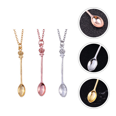 #ad Women#x27;s Spoon Pendant Necklace Set Fashion Jewelry 3Pcs $7.27