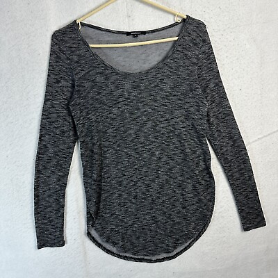 #ad Ambiance Sweater Shirt Women Small Heather Gray Side Slit Long Sleeve Scoop Neck $8.45