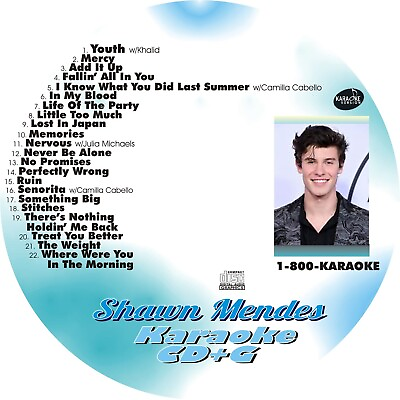 #ad CUSTOM KARAOKE SHAWN MENDES 22 GREAT SONGS cdg CDG HARD TO FIND CAMILLA CABELLO $39.95