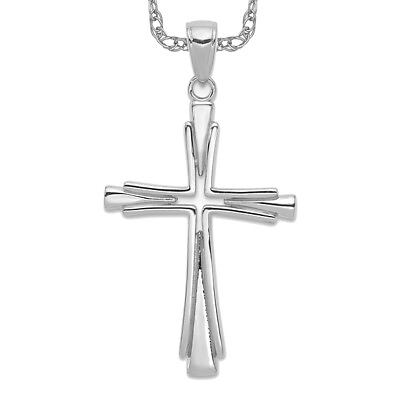 #ad 14K White Gold Latin Mexican Holy Cross Necklace Religious Pendant Jesus Chri... $634.00