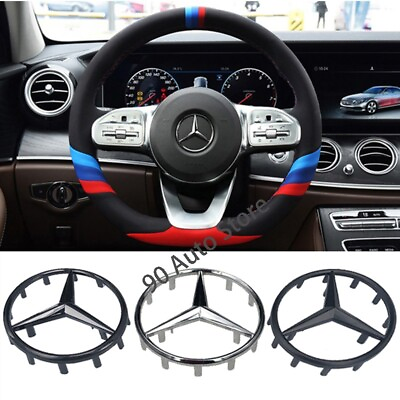 #ad 52mm 57mm Car Steering Wheel Sticker ABS Emblem Badge Decal for Mercedes Benz $14.41