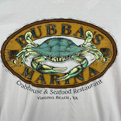 #ad BUBBA#x27;S MARINA Shirt Mens M Crabhouse Virginia Beach VA Boating Restaurant Pink $13.50