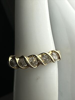 #ad 14 K Yellow Gold Diamond Ring Size 6 $346.50