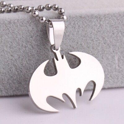 Mens Silver Jewelry Stainless Steel Batman Pendant Necklace with Chain Best Gift $6.79