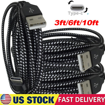 #ad Braided 3 6 10FT USB C Type C Fast Charging Data SYNC Charger Cable Cord Long US $2.99