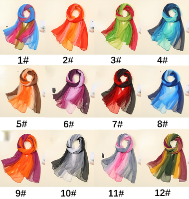 #ad Women#x27;s Yarn Scarf Hijab Gradient Colors Head Wraps Shawls Muslim Headscarves $9.99