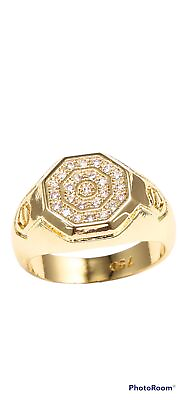 #ad Fashion 14k Gold Plated Circle White Zircon Women Ring Jewelry Gift Size 11 1 2 $25.00