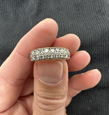 #ad 14k Yellow Gold Diamond Eternity Round Wedding Band Engagement Ring 2ct Sz 6 $1200.00