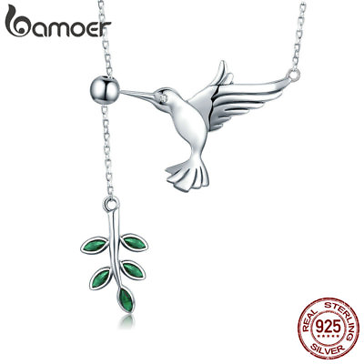 Bamoer S925 Sterling silver Necklace Chain Greetings from hummingbirds Jewelry $12.32