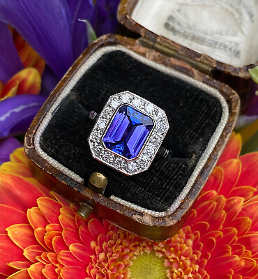 #ad Art Deco Tanzanite and Diamond Ring Platinum 0.50ct 2.50ct GBP 2450.00