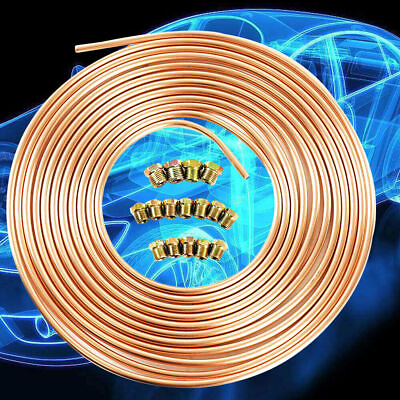 #ad Brake Line Tubing Kit Copper Nickel 25 Ft Coil Roll 1 4 OD w 16 Fittings $14.73
