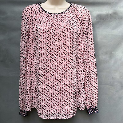 #ad BODEN Size 10 Jersey Long Sleeve Layered Chiffon Top Shirt Blouse J0244 Pink $30.00