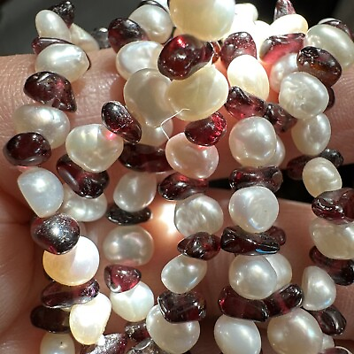 #ad 40 Inch Pearl Garnet Necklace $35.10