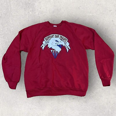 #ad Vintage 90s Streetwear Men XL USA Support Troops Sweater Desert Storm Sweatshirt $29.74