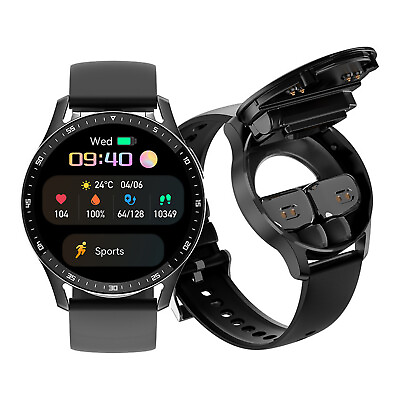#ad 2 in 1 Smart Watch W Earbuds For IOS Android Waterproof Wireless 5.0 Bluetooth $39.55