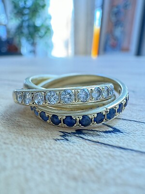 #ad DIAMOND amp; SAPPHIRE 14K Yellow GOLD ROLLING Ring Wedding Band 9.68g Size 6 $1275.00
