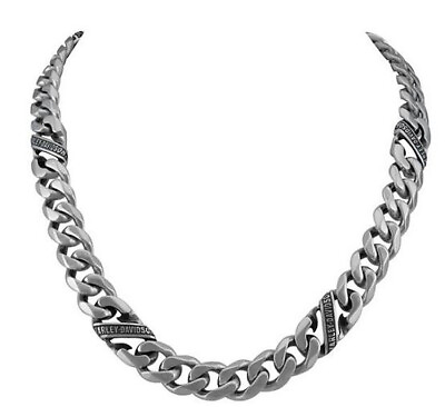 Harley Davidson Men s Banner Curb Link Signature Necklace Two Sizes HSN0079 $168.99