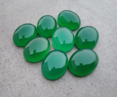 #ad AAA Quality Natural Green Onyx Oval Shape Cabochon Calibrated Loose Gemstones $1.10