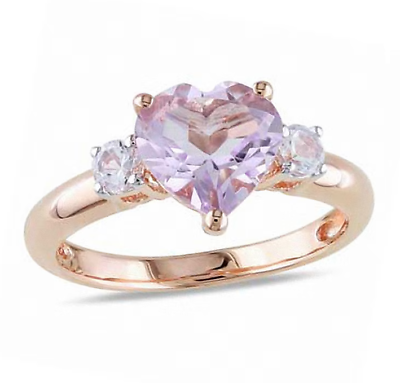 #ad Heart Purple Amethyst amp; White Moissanites Women Engagement Ring In 10K Rose Gold $450.00