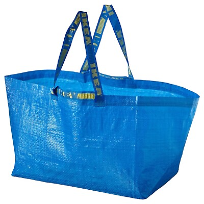 #ad IKEA LARGE BLUE BAG Shopping Grocery Laundry Storage Tote Bags Strong FRAKTA $5.80