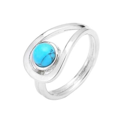 #ad Women 925 Silver Turquoise Gemstone Ring Engagement Wedding Party Jewelry Gifts C $2.64