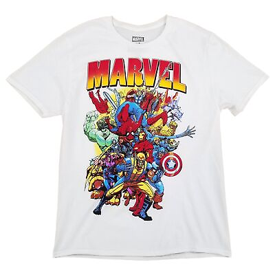 #ad Marvel Mens amp; Big Mens White Superhero Graphic Tee Short Sleeve T Shirt $19.99