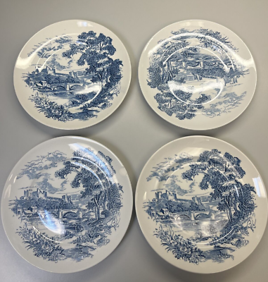 #ad Enoch Wedgwood “Countryside” Blue 10quot; Dinner Plates Set of 4 3 Sets Available $17.99