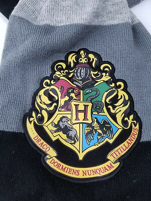 #ad Harry Potter Hogwarts Crest Knit Scarf with Tassels OFFICIAL Merch EUC Slytherin $15.00