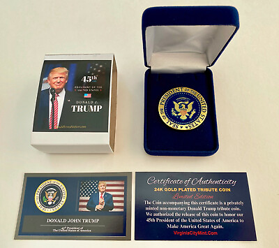 #ad NEW President Donald Trump The Presidential Seal Commemorative Coin w Case $26.95