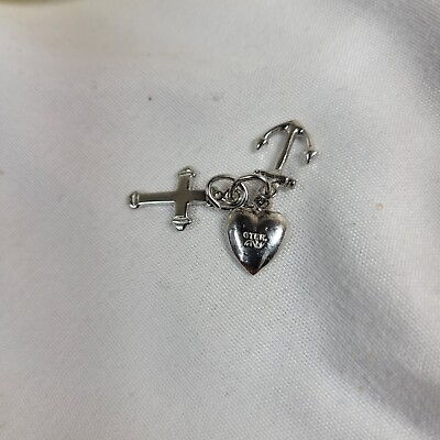#ad Cross Heart Anchor Sterling Silver Vintage 925 for charm bracelet $15.99