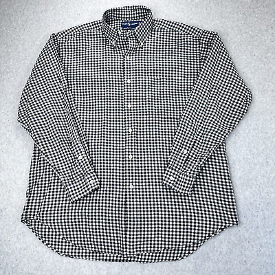 #ad Vintage Polo Ralph Lauren Blake Button Down Dress Shirt Large Checker Wool Blend $19.99