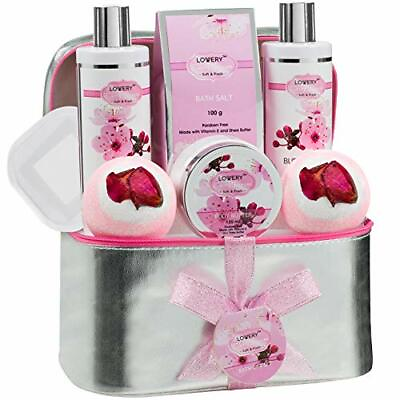 Bath and Body Spa Gift Basket Set For Women Home Spa Set in Cherry Blossom $36.99