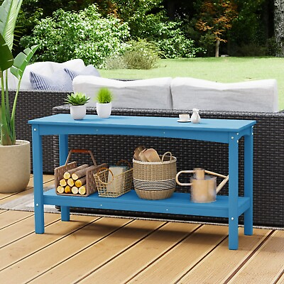 #ad 55quot; Outdoor Patio HDPE Adirondack 2 Tier Shelf Console Table $262.99