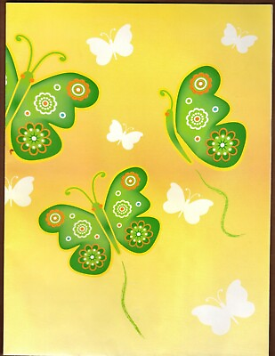 #ad St. Labre Indian School Gift Wrap Butterfly Wrapping Paper Yellow Green Spring $2.95