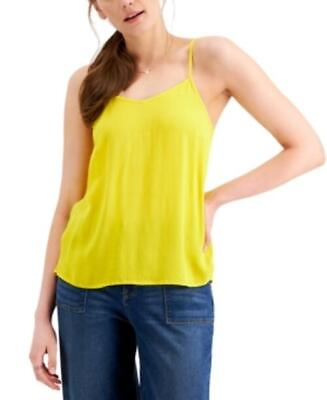 #ad Style amp; Co Solid Trendy Camisole in Acid Yellow Women#x27;s Size X Large NWT $16.43
