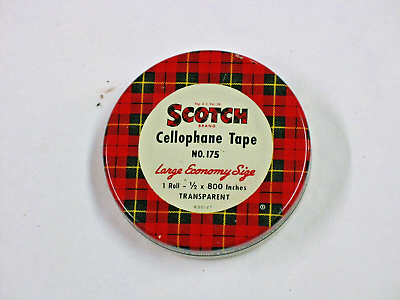Vintage Scotch Cellophane Large Economy Size Tape Tin No. 175 Tin #80012T EMPTY $12.95