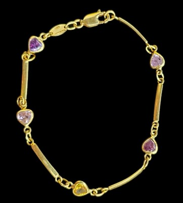 #ad Vintage 18k Gold Multi Genstone Link Bracelet Estate 5 grams $499.99