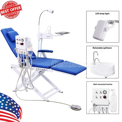 #ad Portable Dental Chair LED Light Turbine Unit 3 Way Syringe Weak SuctionSpittoon $579.59
