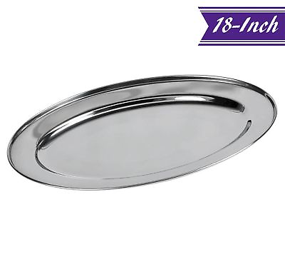 #ad 18 x 12 Inch Stainless Steel Serving Platter Silver Oval Platter by Tezzorio $32.88