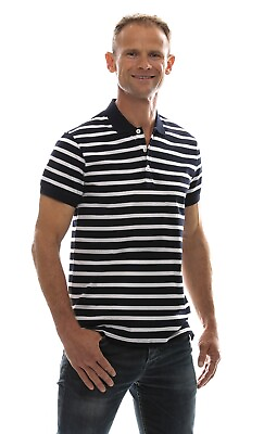 #ad Ugholin Men#x27;s Sailor Striped Cotton Short Sleeve Regular Fit Polo Shirt C $130.00
