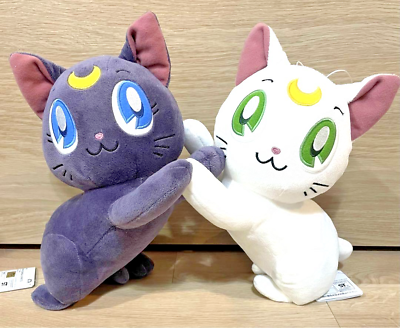 #ad Sailor Moon Luna amp; Artemis BIG Plush Doll Set Of 2 Cat White Blue 9quot; New $58.99