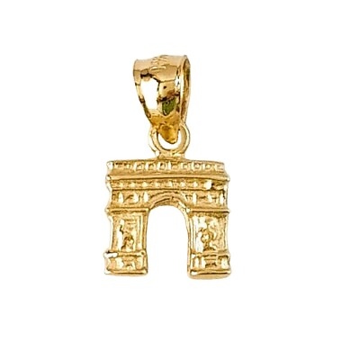 #ad Small 14K Yellow Gold Paris Arc De Triomphe 3D Solid Charm Pendant Made in USA $175.99