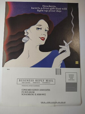 #ad Vintage 1990s Print Ad Smokers Free Gift Glamour Magazine Cutout $9.58