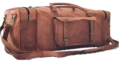 #ad 28quot; Leather Duffel Single Pocket Travel Tote Carryon Gym Sports Overnight Bag2 $105.49